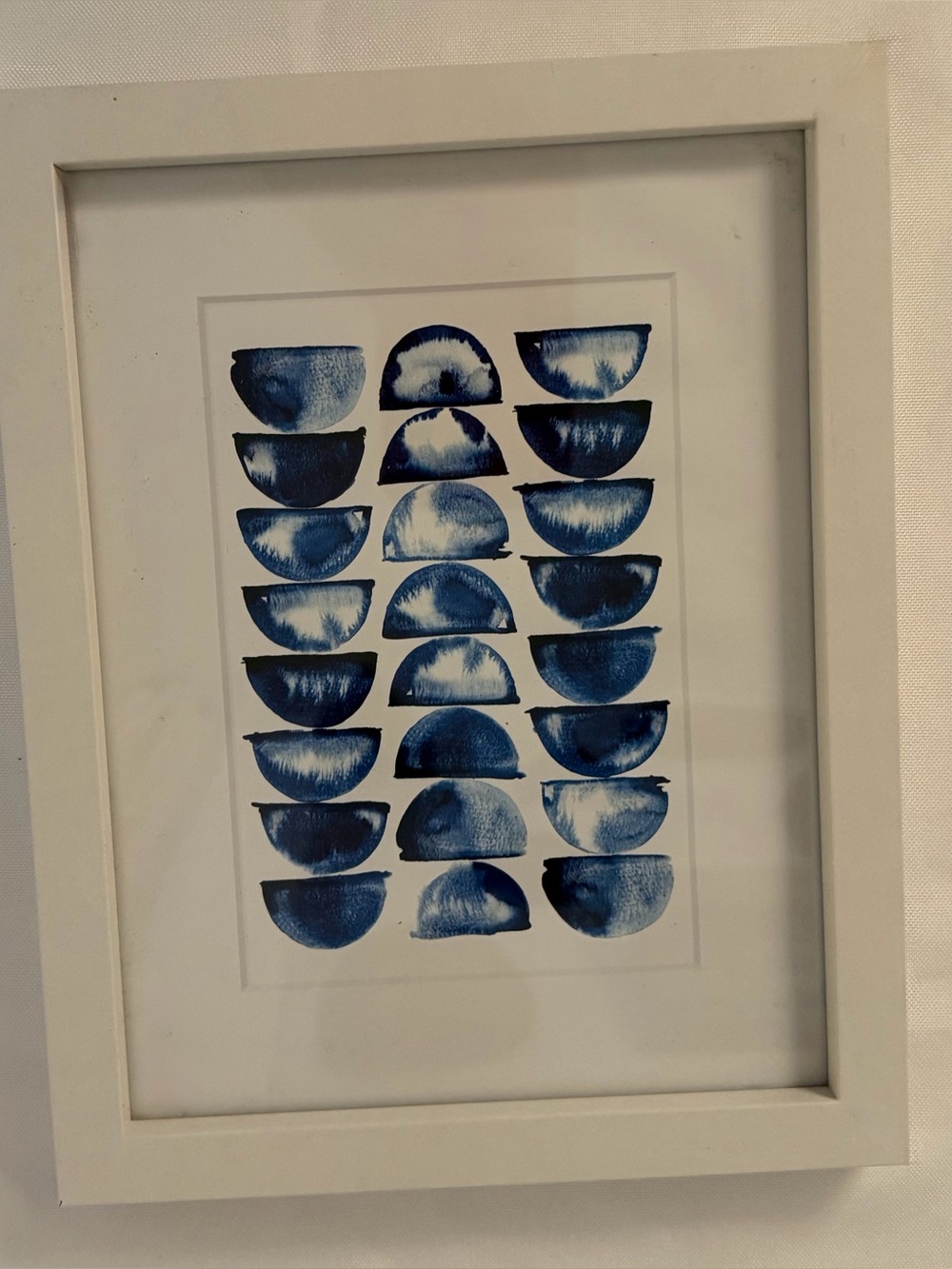 Blue Indigo Abstract Geometric Framed Wall Art 9x7